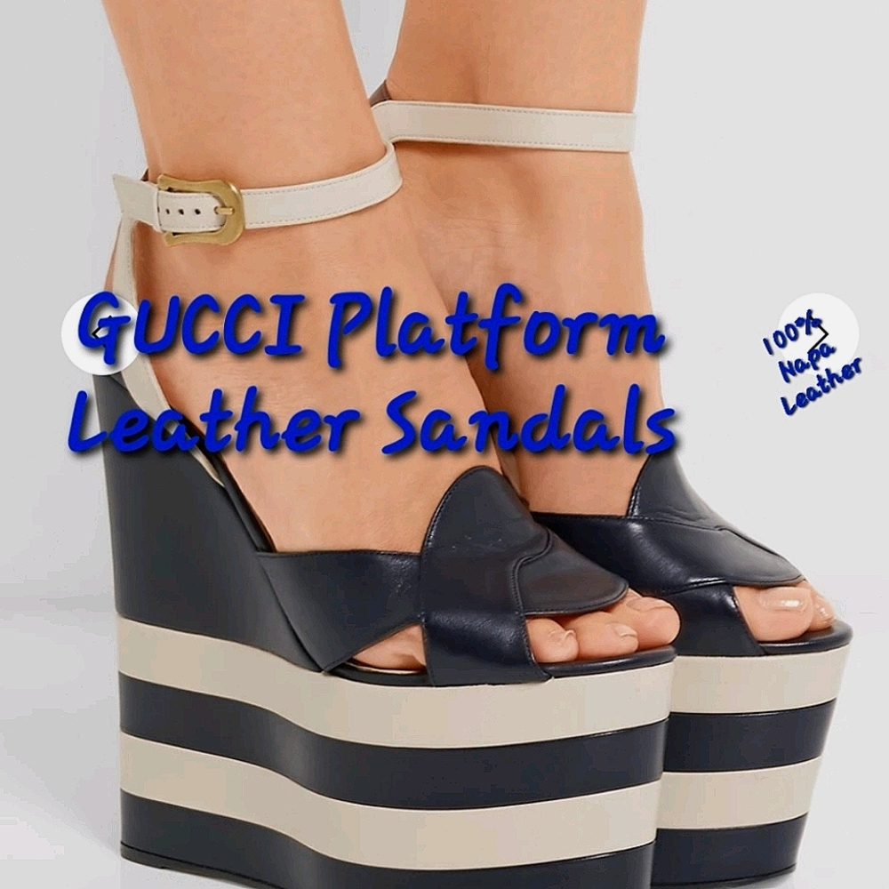 GUCCI Sally Leather platform wedge sandals